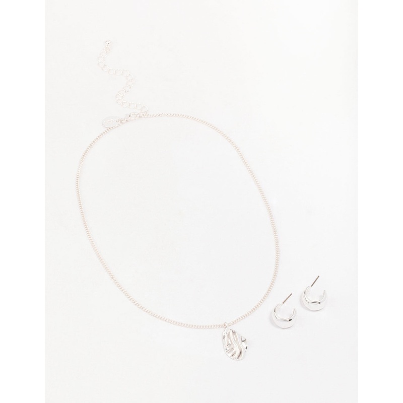 Silver Molten Plate Jewellery Set