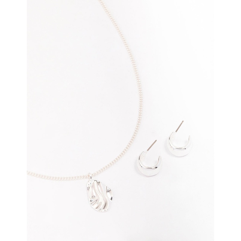 Silver Molten Plate Jewellery Set