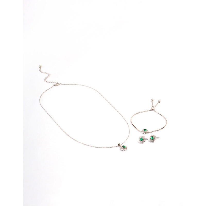 Silver Round Cubic Zirconia Jewellery Set