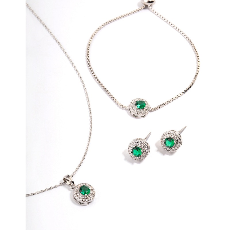Silver Round Cubic Zirconia Jewellery Set