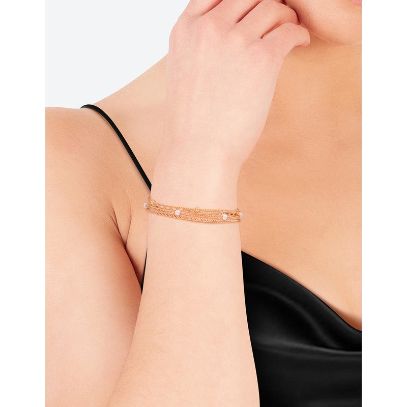 Gold Chain Pearl Anklet Bracelet Pack