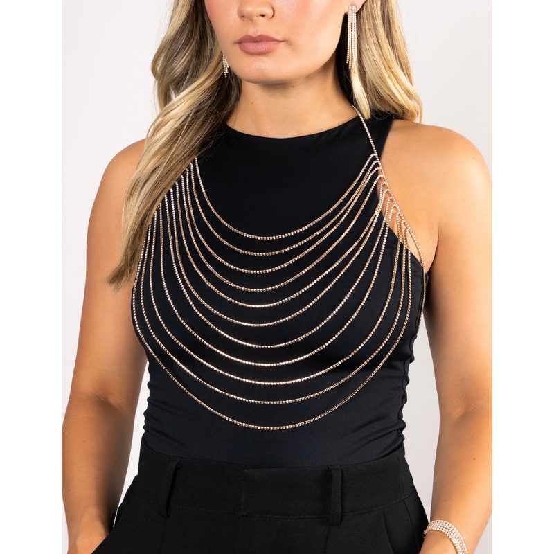 Gold Diamante Drape Chain