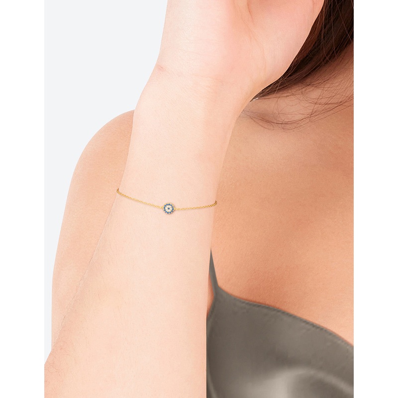 Gold Plated Sterling Silver Evil Eye Disc Bracelet