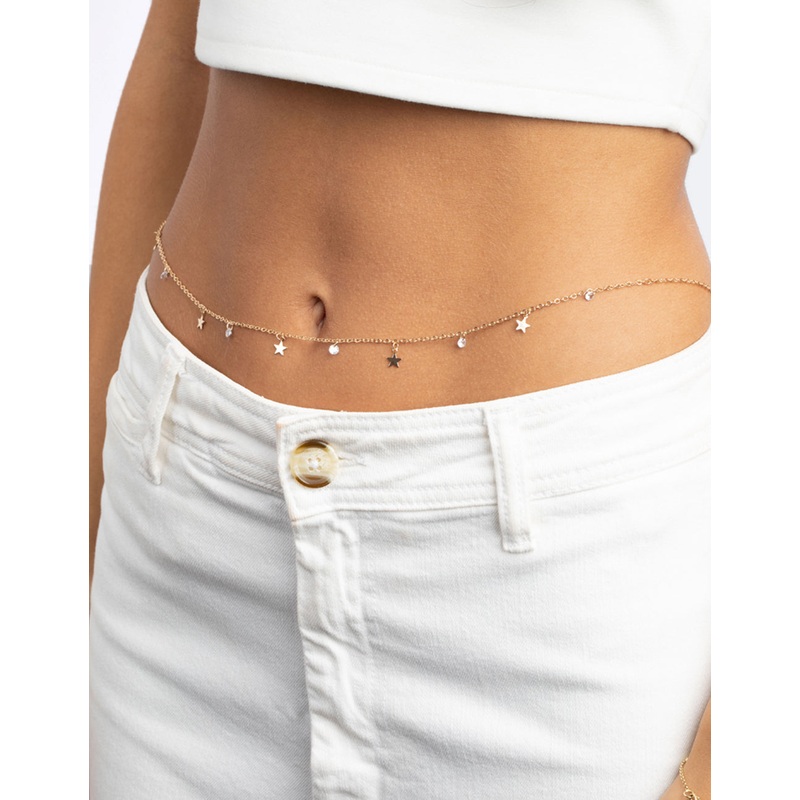 Gold Star & Diamante Waist Chain