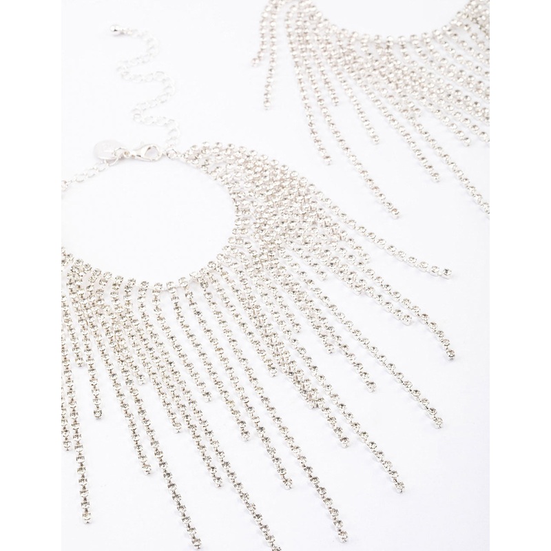Silver Diamante Cupchain Long Anklet Pack