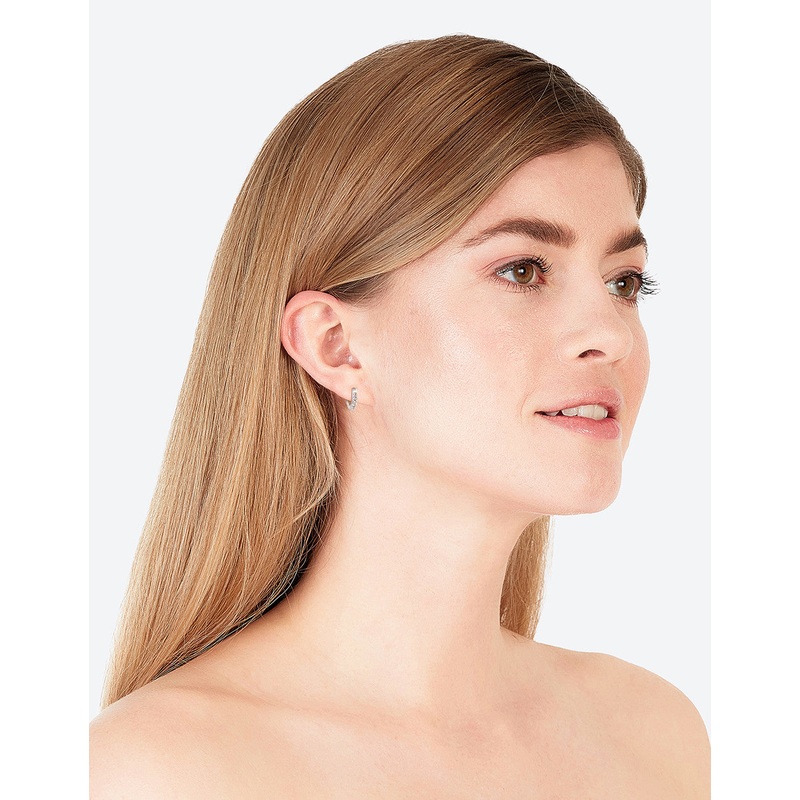 Silver Diamante Huggie Earrings