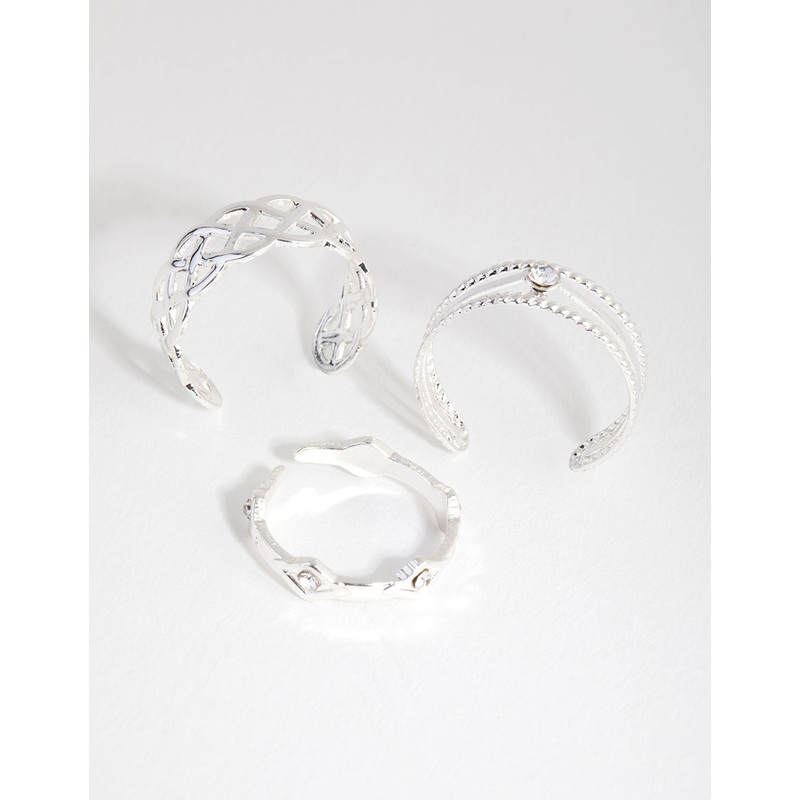 Silver Lattace & Station Toe Ring Pack