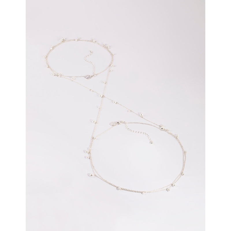 Silver Pearl Cluster Body Chain