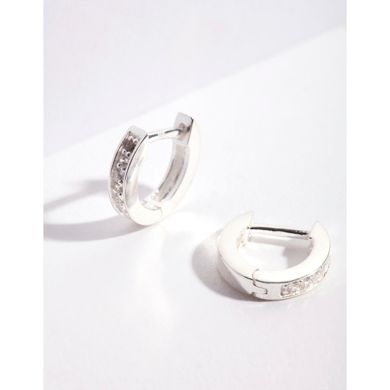 Sterling Silver Cubic Zirconia Huggie Earrings
