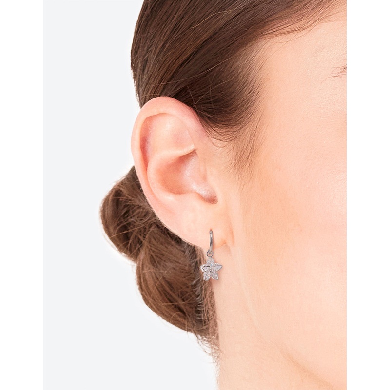 Surgical Steel Cubic Zirconia Flower Sleeper Earrings