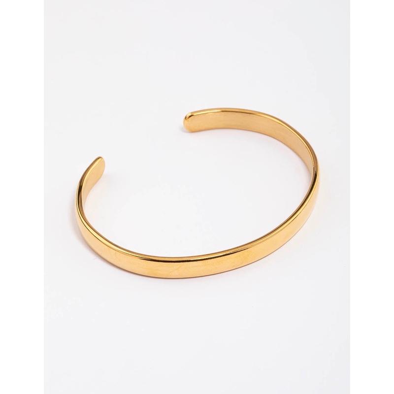 Waterproof Gold Plated Stainless Steel Classic Plain Wrist Cuff