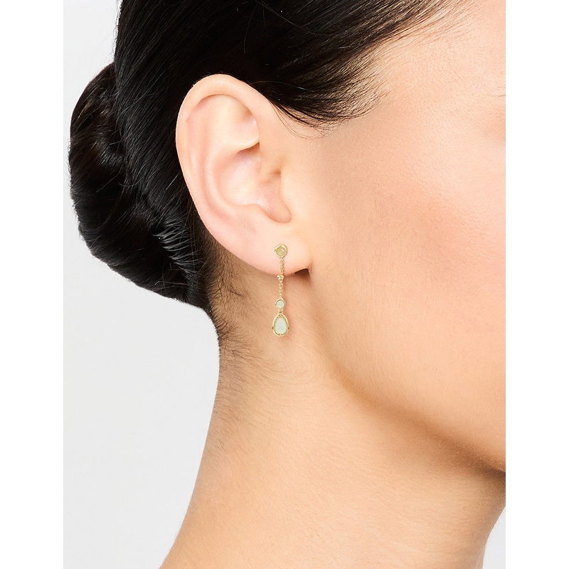 Gold Plated Green Diamante Drop Earrings