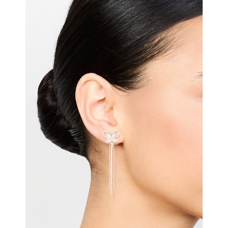Rose Gold Cubic Zirconia Butterfly Drop Earrings