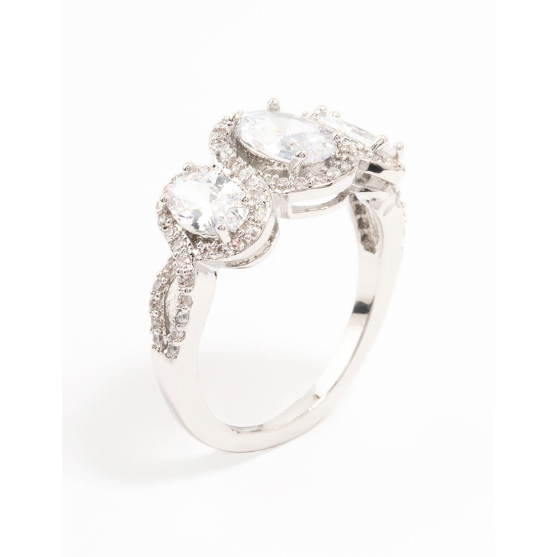 Silver Oval Trio Cubic Zirconia Ring