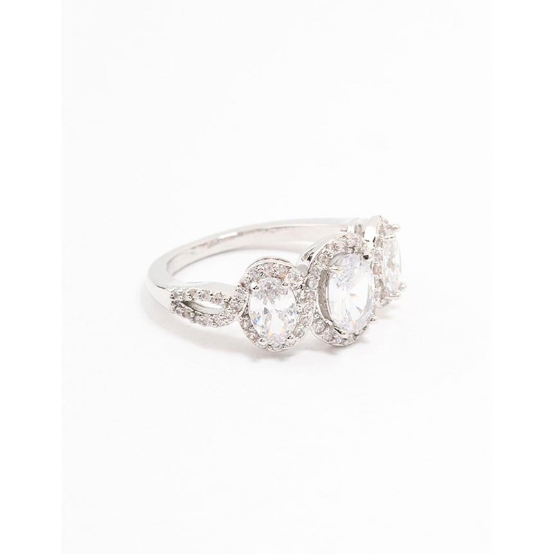 Silver Oval Trio Cubic Zirconia Ring