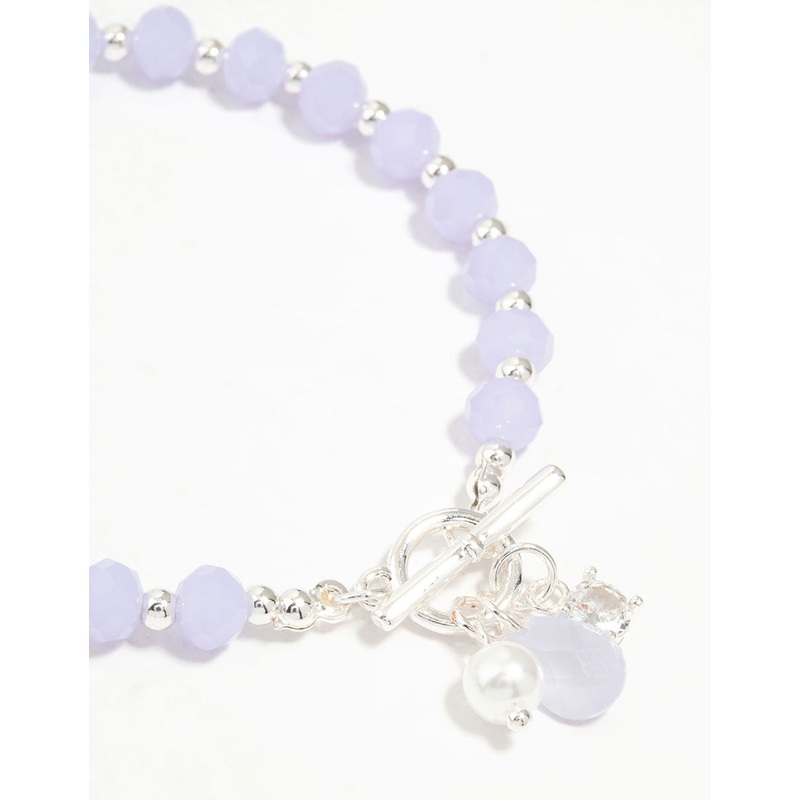 Silver Pearl & Diamante Beaded T&O Bracelet