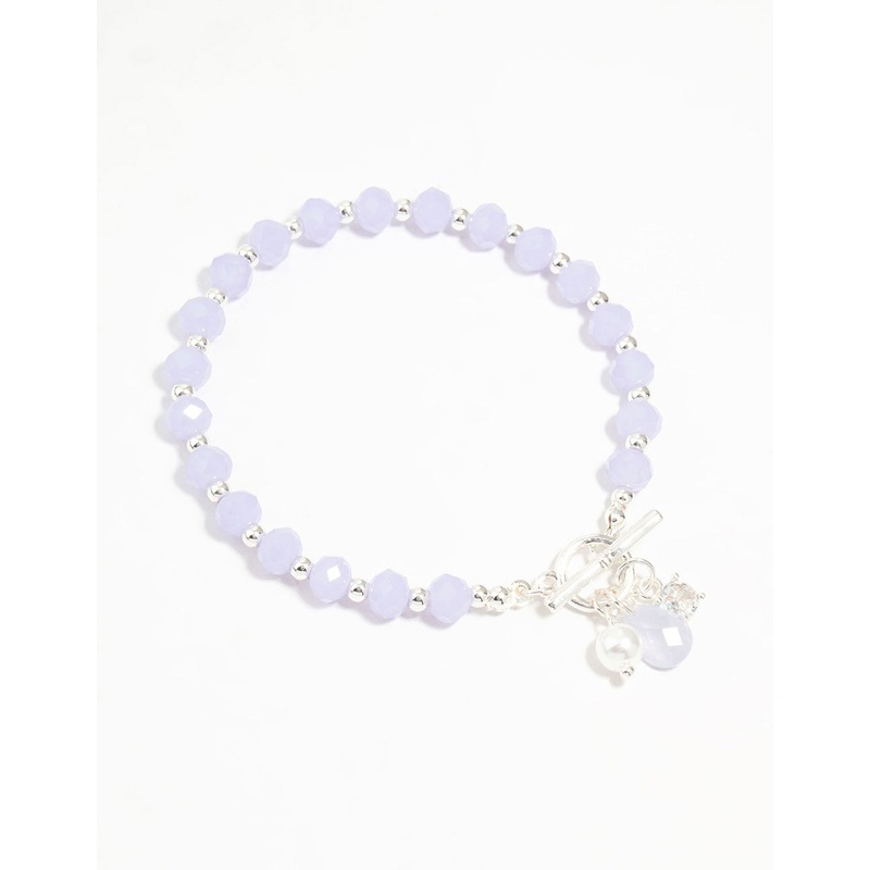 Silver Pearl & Diamante Beaded T&O Bracelet