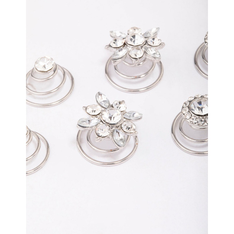 Silver  Round Hair Spiral 6-Pack