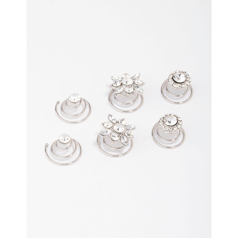 Silver  Round Hair Spiral 6-Pack