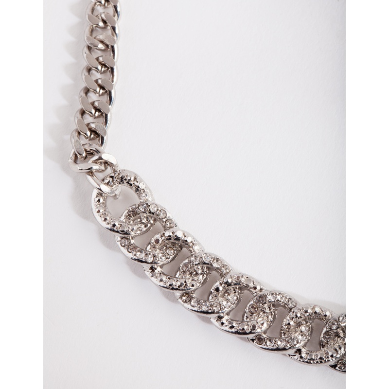 Silver Thick Chain Pendant Necklace