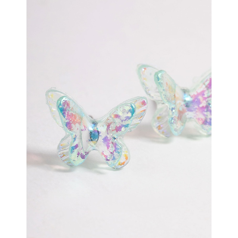 Acrylic Blue Candy Butterfly Stud Earrings