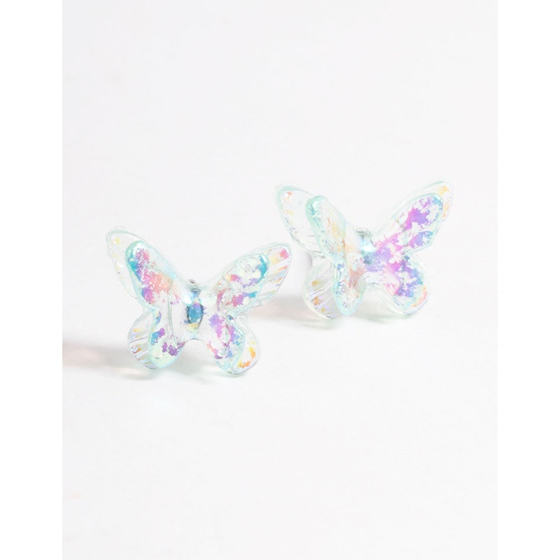 Acrylic Blue Candy Butterfly Stud Earrings