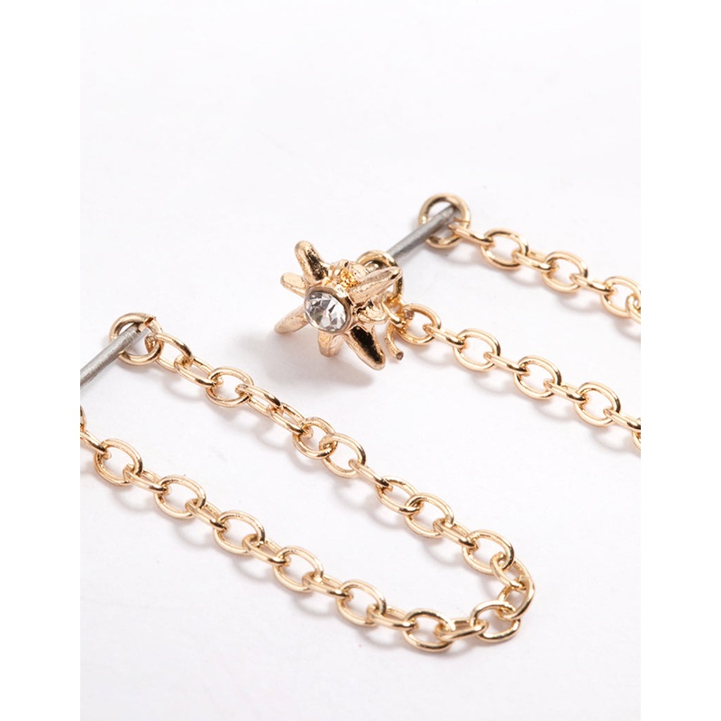 Gold Chain Front & Back Stud Earrings