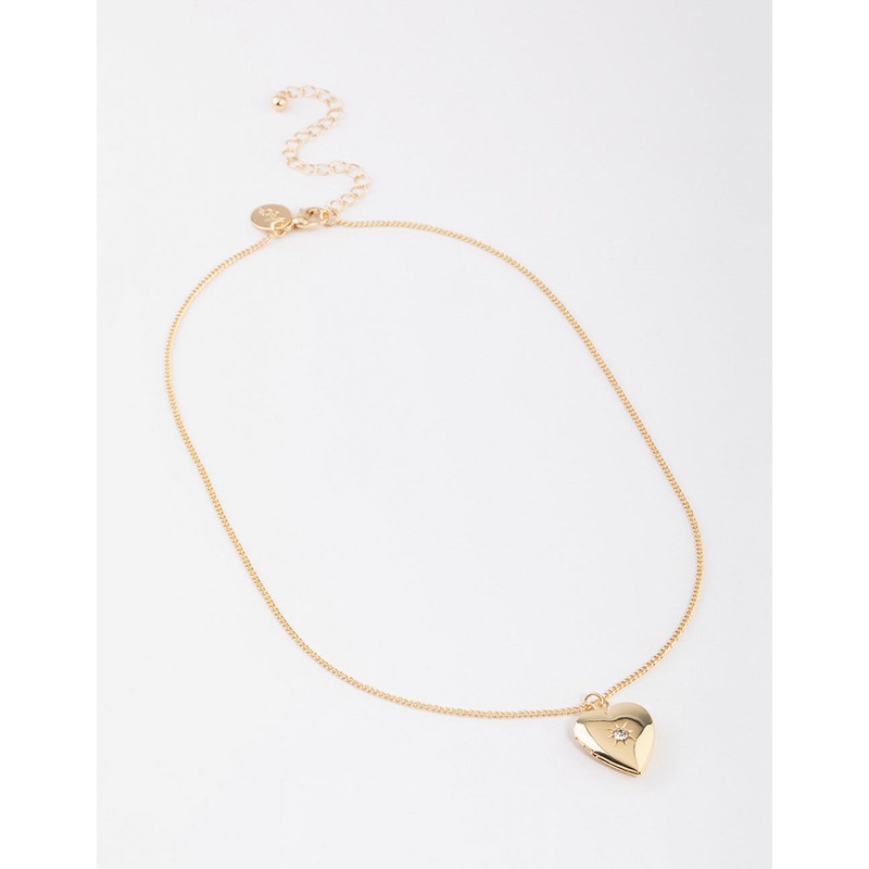 Gold Heart Pendant Locket Necklace