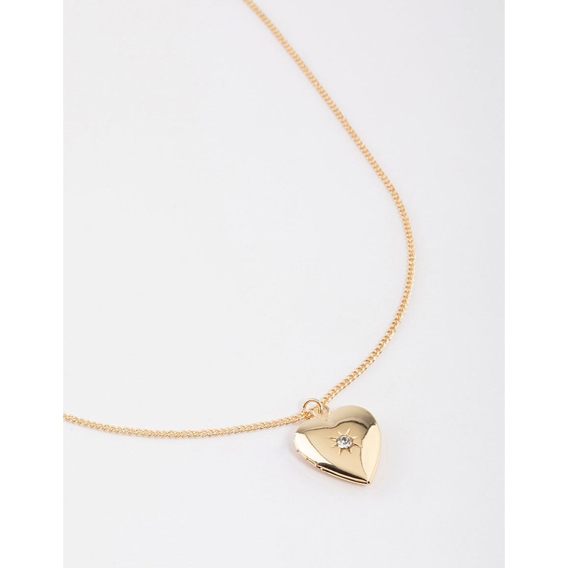 Gold Heart Pendant Locket Necklace