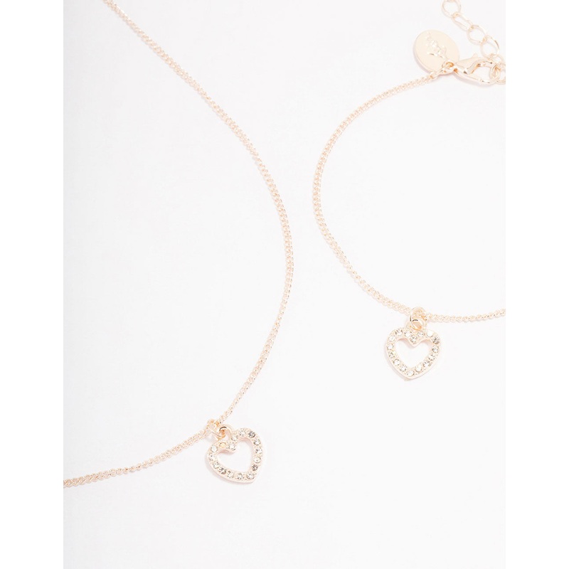 Rose Gold Heart Diamante Jewellery Set