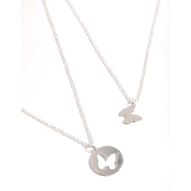 Silver Butterfly Cut Out Necklace Pack