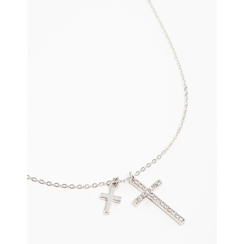 Silver Cross Charm Necklace