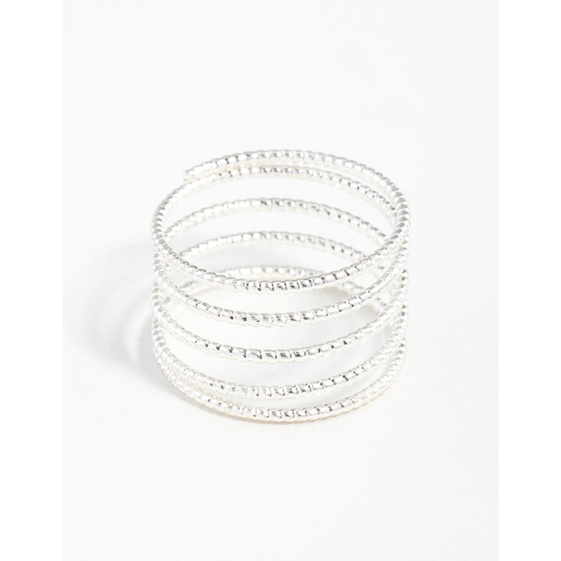 Silver Diamond Cut Spiral Ring