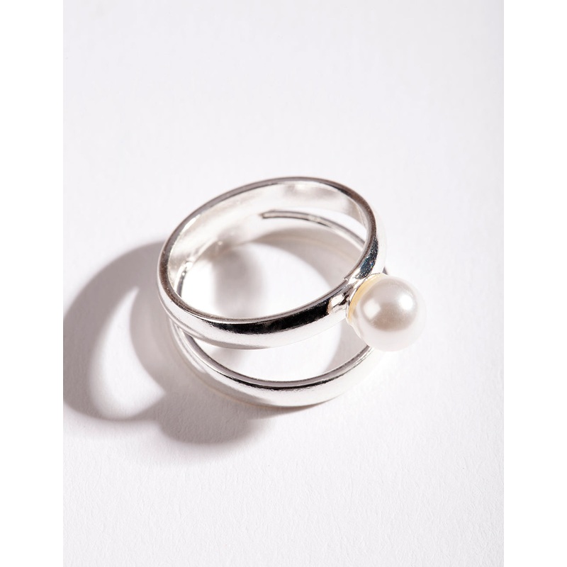 Silver Double Pearl Ring|SM|ML