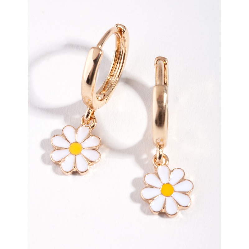 Gold Daisy Huggie Earrings