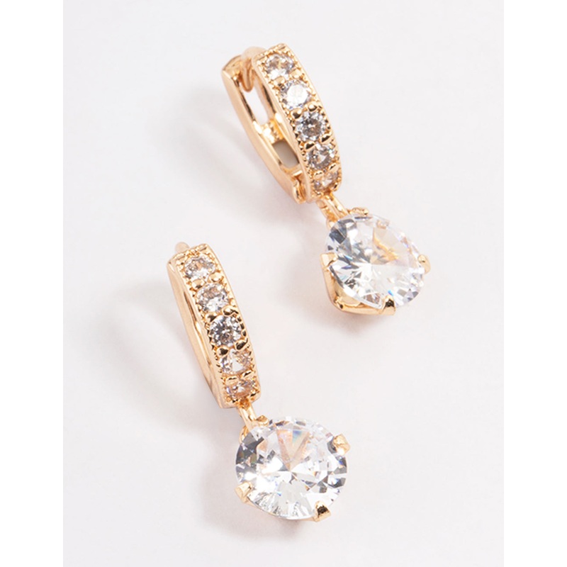 Gold Diamante Huggie Teardrop Earrings