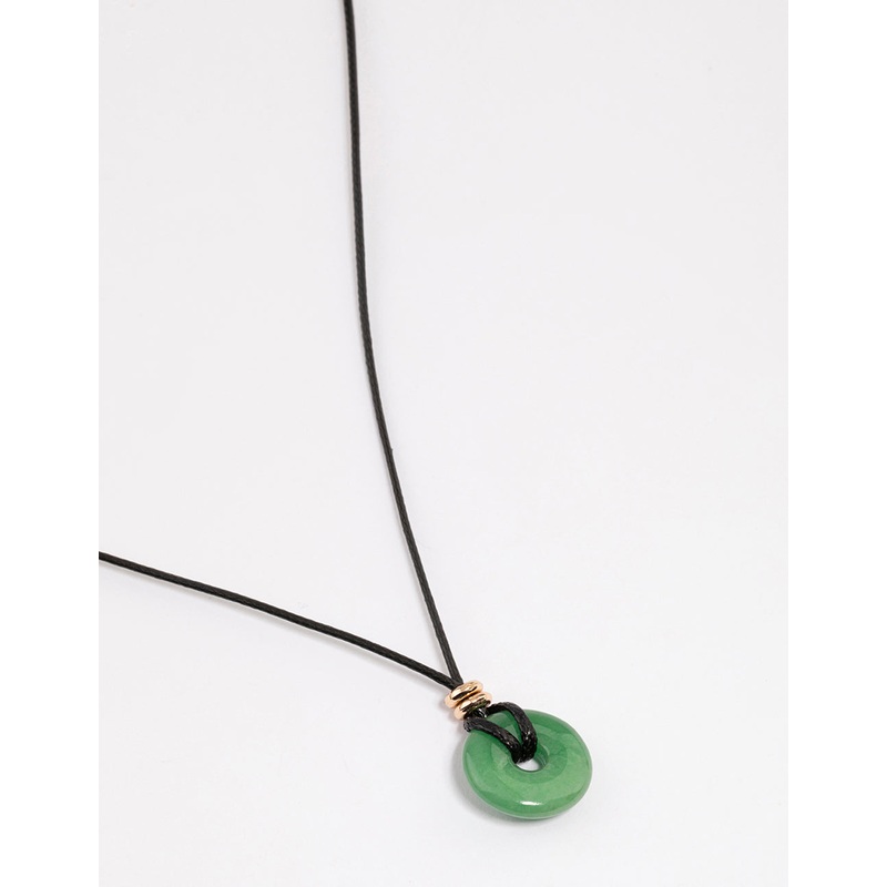 Gold Mini Ring Cord Pendant Necklace