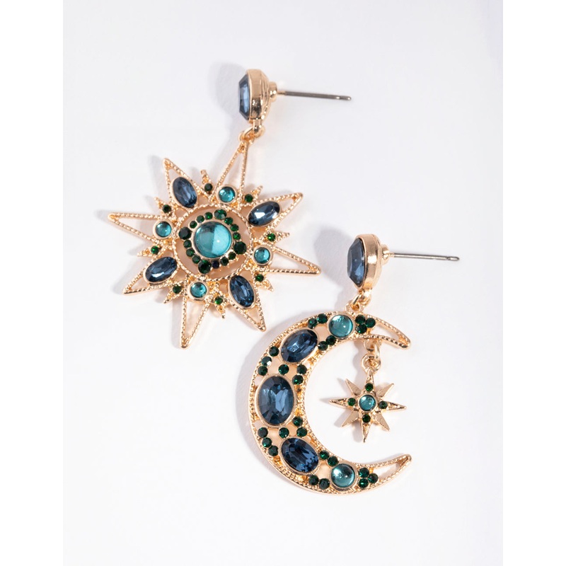 Gold Mini Star & Moon Earrings