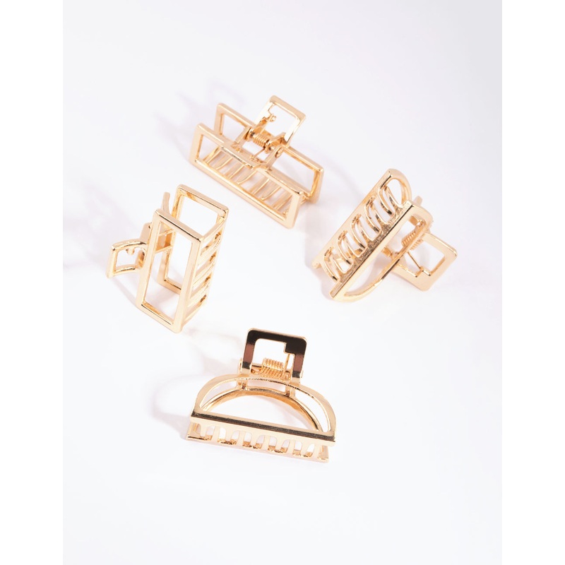 Gold Mixed Shape Small Claw Clip 4-Pack