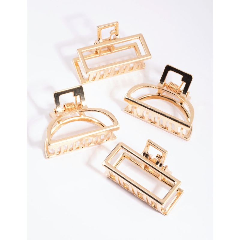 Gold Mixed Shape Small Claw Clip 4-Pack