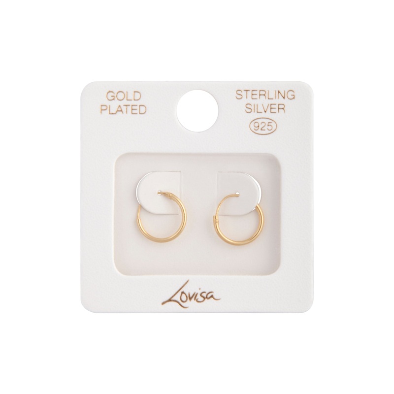 Gold Plated Sterling Silver 12mm Hoop Earrings