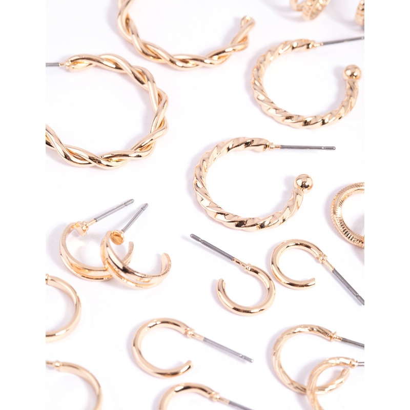 Gold Twisted Hoop Earring 12-Pack