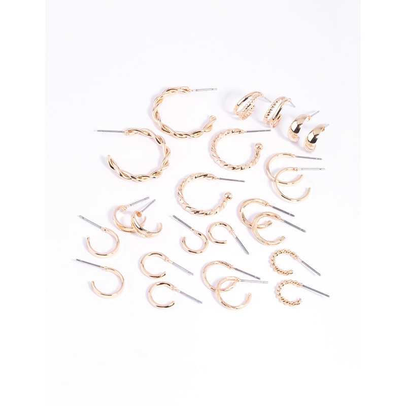 Gold Twisted Hoop Earring 12-Pack