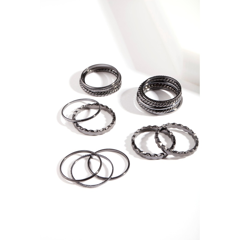 Gunmetal Fine Band Ring 16-Pack