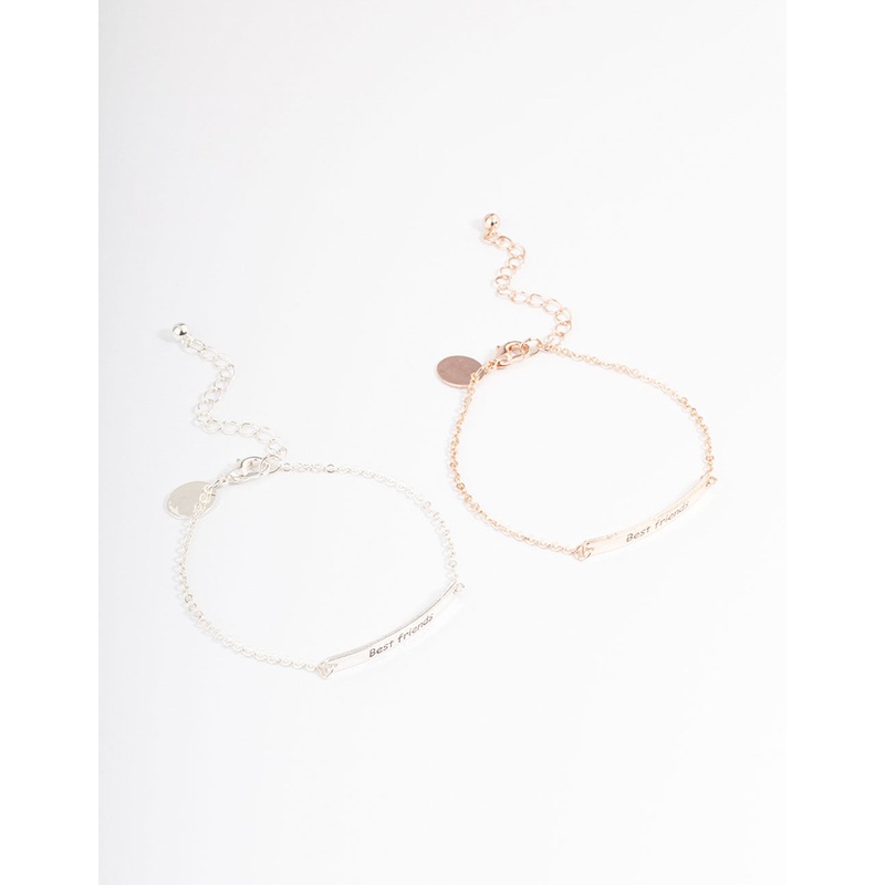 Mixed Metal Best Friend Bar Bracelet Pack