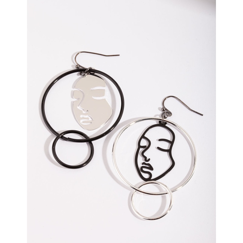 Mixed Metal Face Earrings