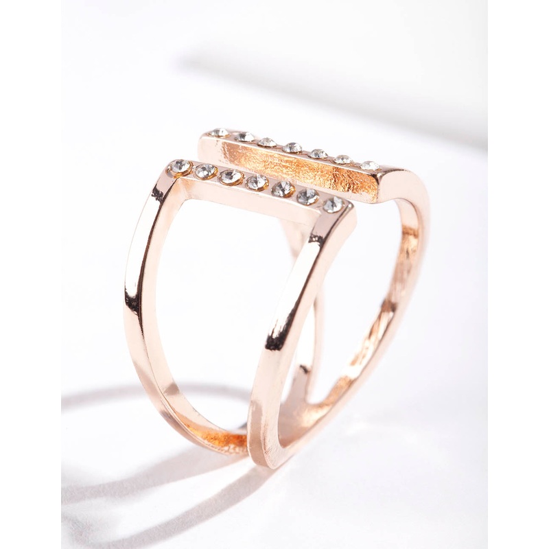 Rose Gold Open Diamante Ring|SM|ML