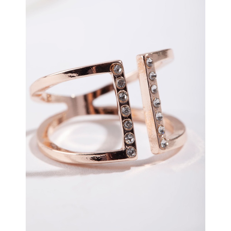 Rose Gold Open Diamante Ring|SM|ML