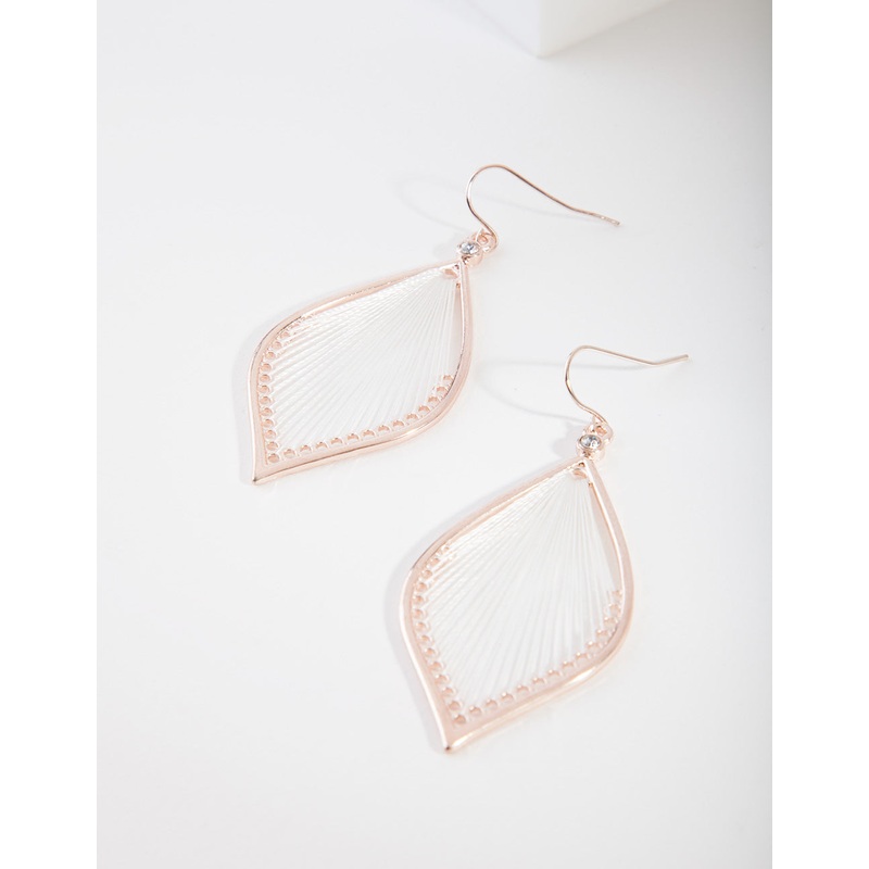 Rose Gold White String Earrings