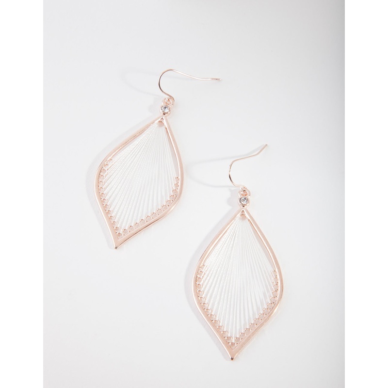 Rose Gold White String Earrings